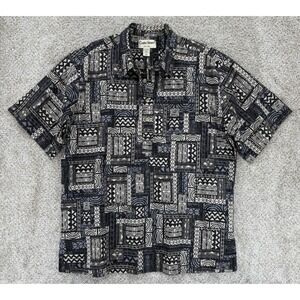 Cooke Street 1/2 Button Up Shirt Mens XL Brown Polynesian Print Pullover HI USA‎